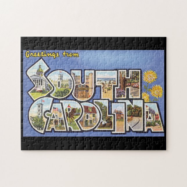 Greetings from South Carolina_Vintage Travel Jigsaw Puzzle (Horizontal)