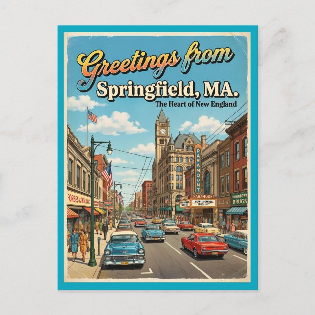 Greetings From Springfield MA Postcard, 1960s  Postcard (Front)
