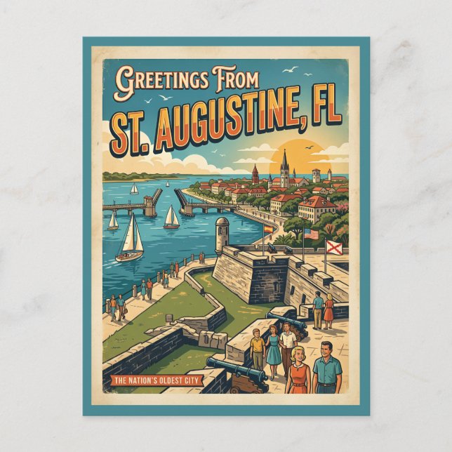 Greetings From St Augustine Retro Postcard (Front)