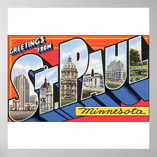 Greetings From St. Paul Minnesota, Vintage Poster (Front)