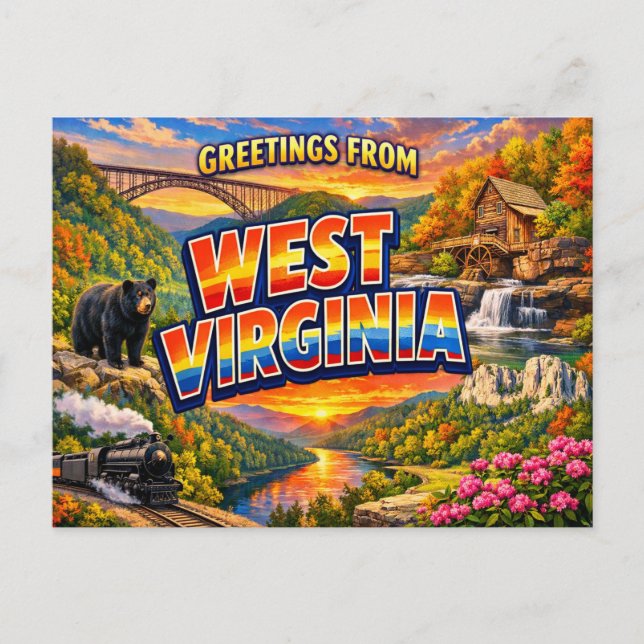 Greetings From State Postcard  (Front)