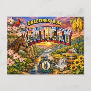 Greetings From State Postcard