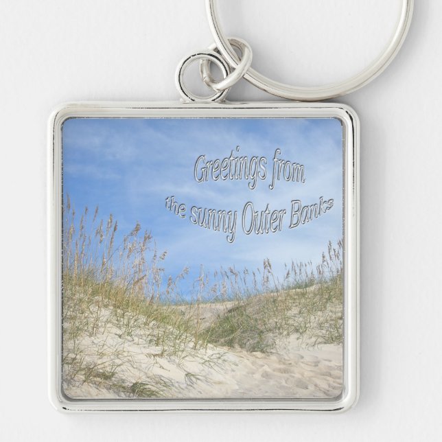 Greetings From Sunny OBX Sea Oats Items Key Ring (Front)