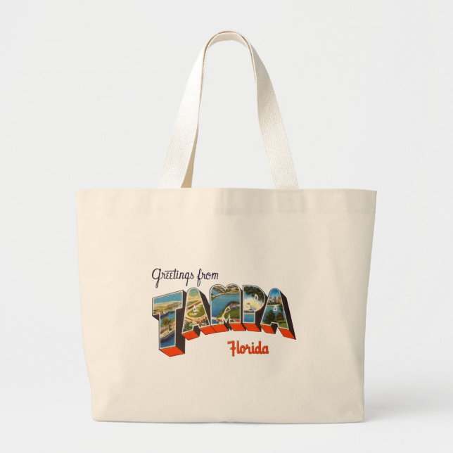 Greetings from Tampa, Florida Large Tote Bag (Front)