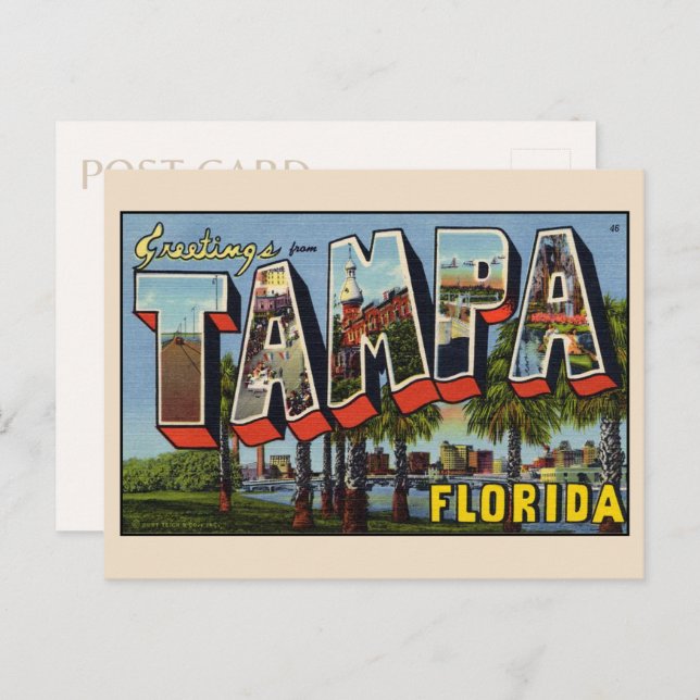 Greetings from Tampa Florida Vintage Postcard (Front/Back)