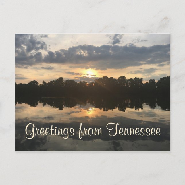GREETINGS FROM TENNESSEE lake sunset photograph | Postcard (Front)