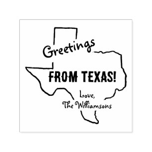 Greetings From Texas Family Name Rustic Self-inking Stamp
