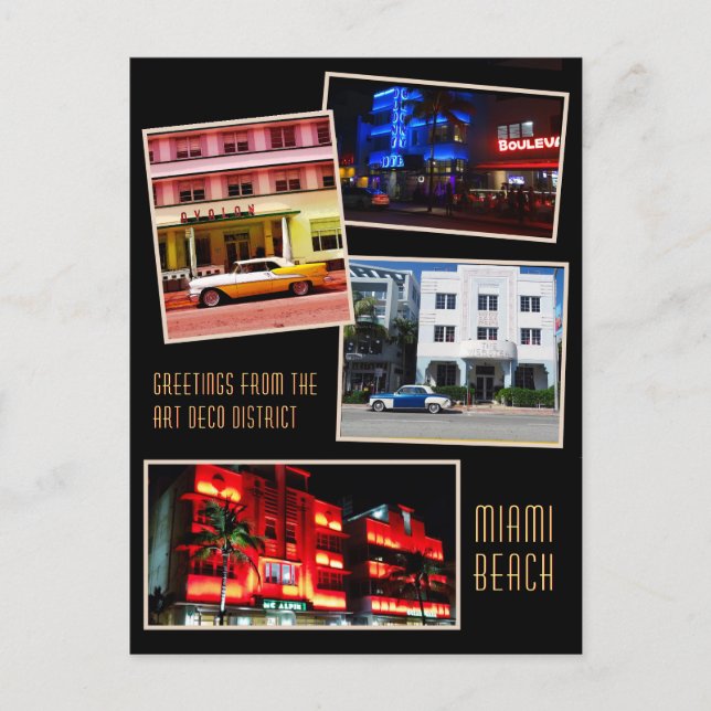 Greetings from the Art Deco District Miami Beach Postcard (Front)