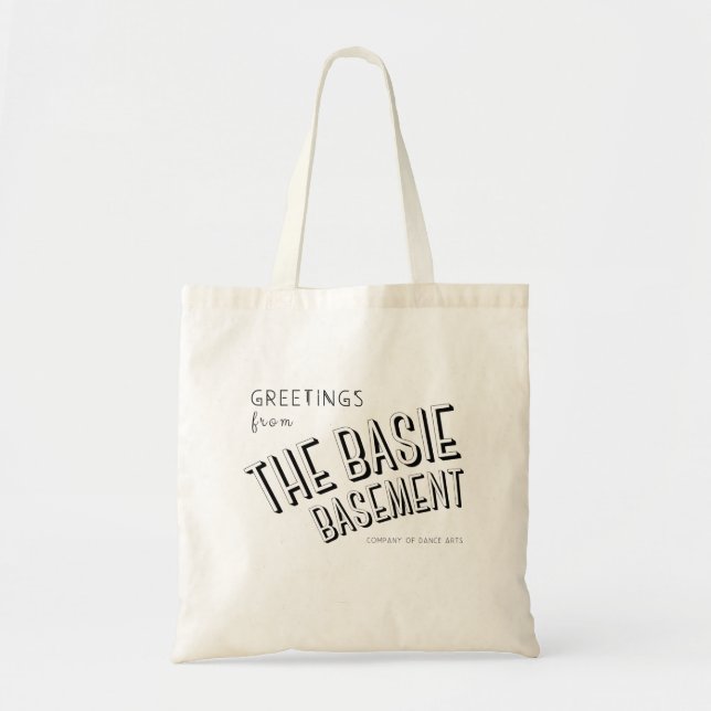 Greetings from the Basie Basement Tote Bag (Front)