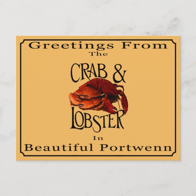 Greetings From The Crab and Lobster Postcard (Front)