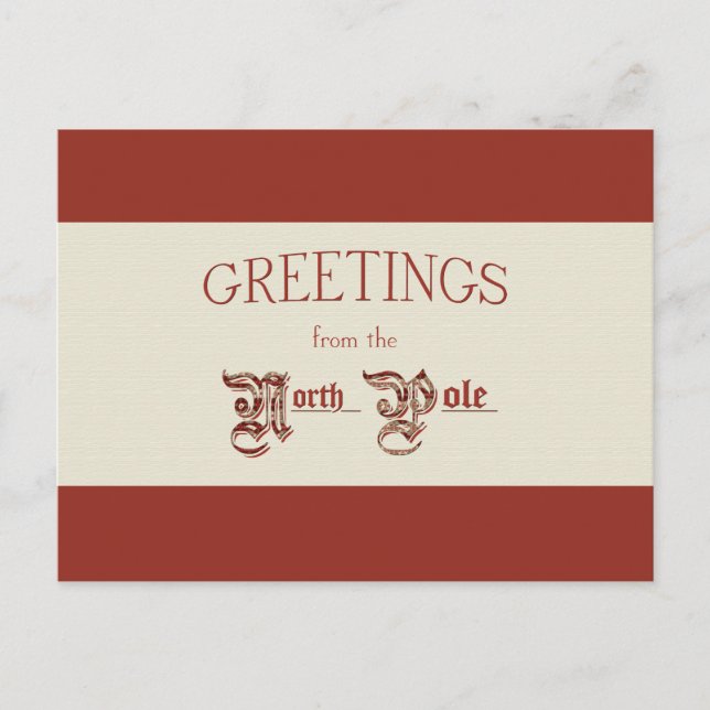 Greetings from the North Pole Holiday Postcard (Front)