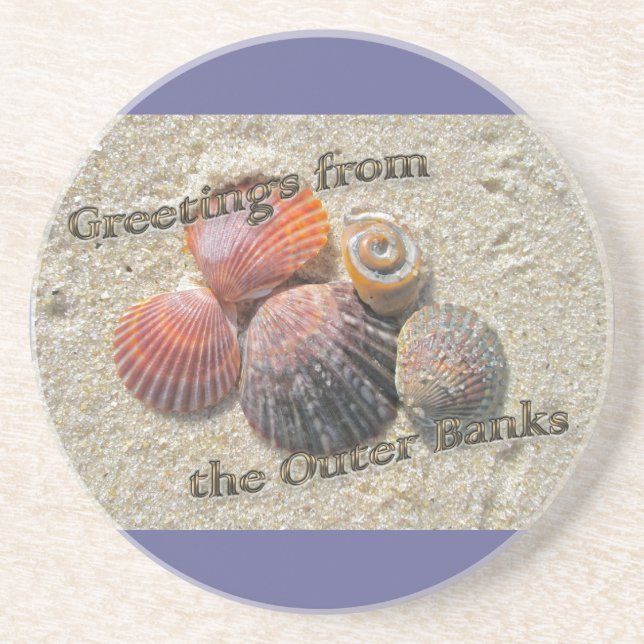 Greetings from the Outer Banks Seashells Coaster (Front)