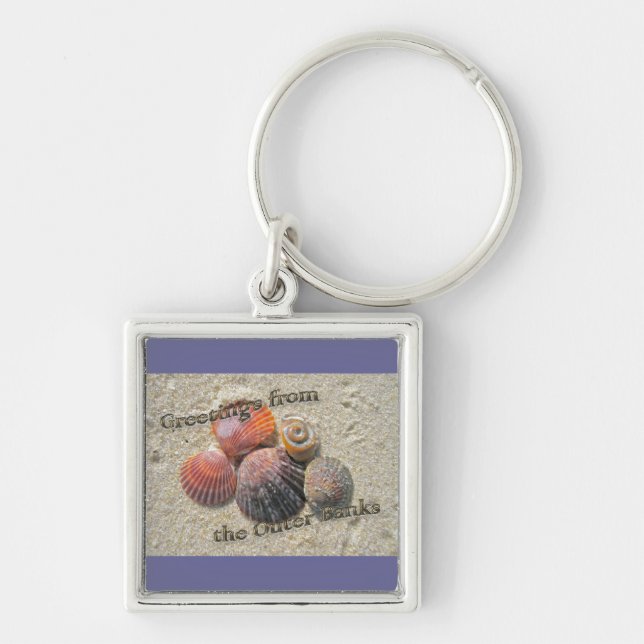 Greetings from the Outer Banks Seashells Key Ring (Front)