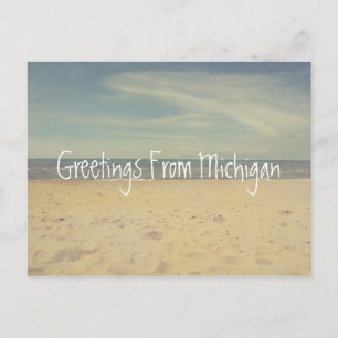 Greetings from The Sandy Beaches of Lake Michigan Postcard