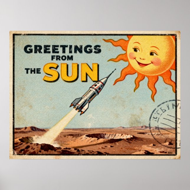 Greetings from the Sun Retro Sci‑Fi Poster (Front)