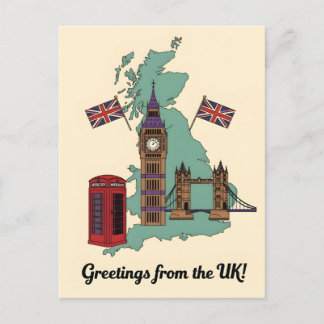 Greetings from the UK British Landmarks Travel Postcard