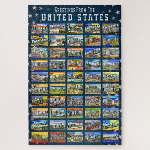 Greetings From The United States Postcard Jigsaw Puzzle