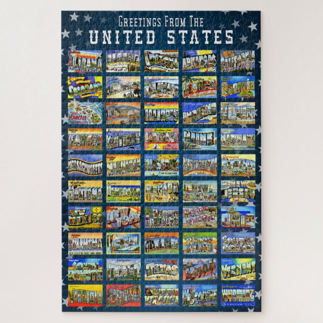 Greetings From The United States Postcard Jigsaw Puzzle (Vertical)