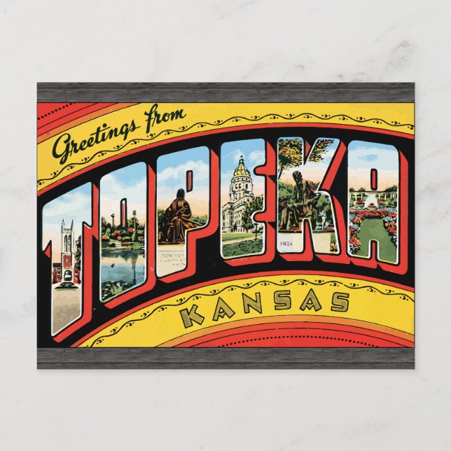 Greetings From Topeka Kansas, Vintage Postcard (Front)