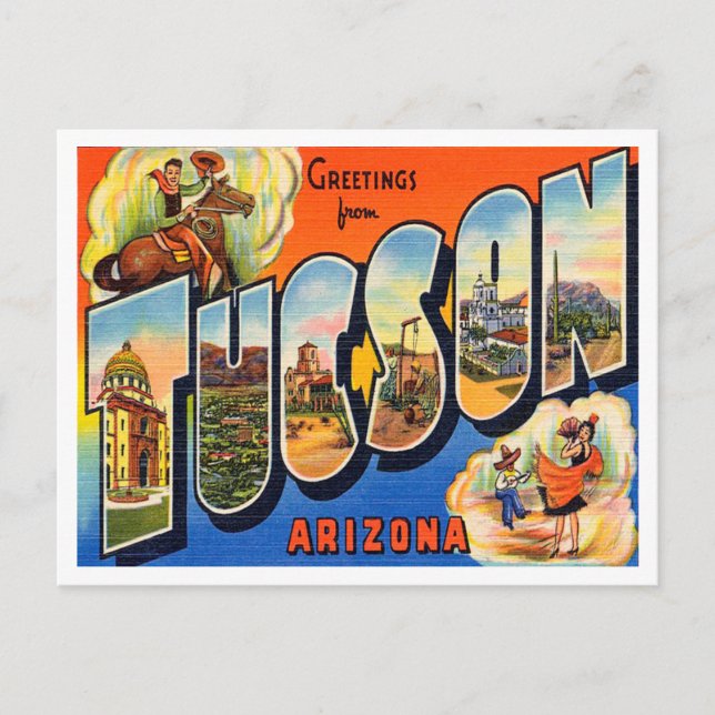 Greetings from Tucson, Arizona Vintage Travel Postcard (Front)