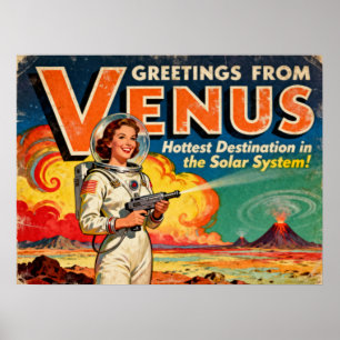 Greetings from Venus Retro Sci‑Fi Poster
