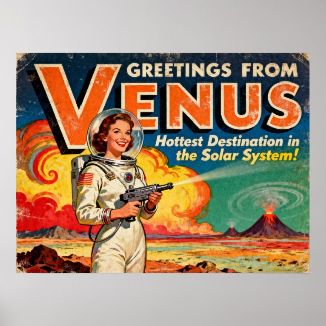 Greetings from Venus Retro Sci‑Fi Poster (Front)