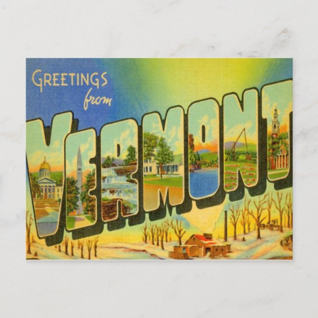 Greetings From Vermont USA Postcard (Front)