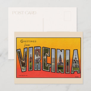 Greetings from Virginia Large Letter Vintage Postcard
