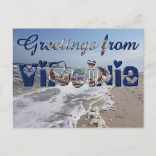 Greetings from Virginia State Flag Hearts USA Postcard