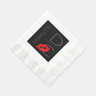 Greetings from Washington DC Red Lipstick Kiss Napkin