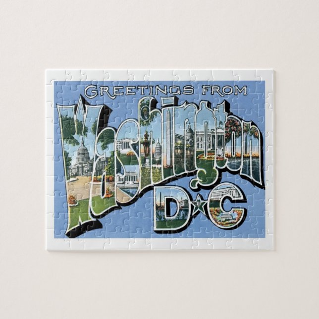 Greetings From Washington DC Vintage Travel Jigsaw Puzzle (Horizontal)