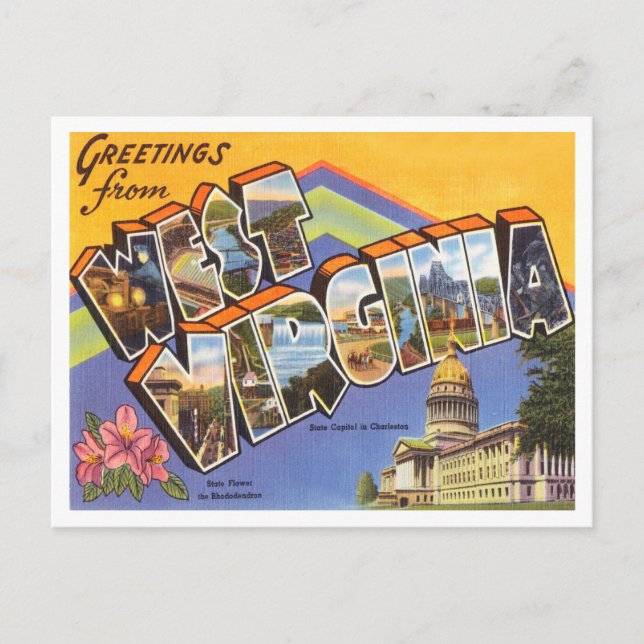 Greetings from West Virgini Vintage Travel Postcard (Front)
