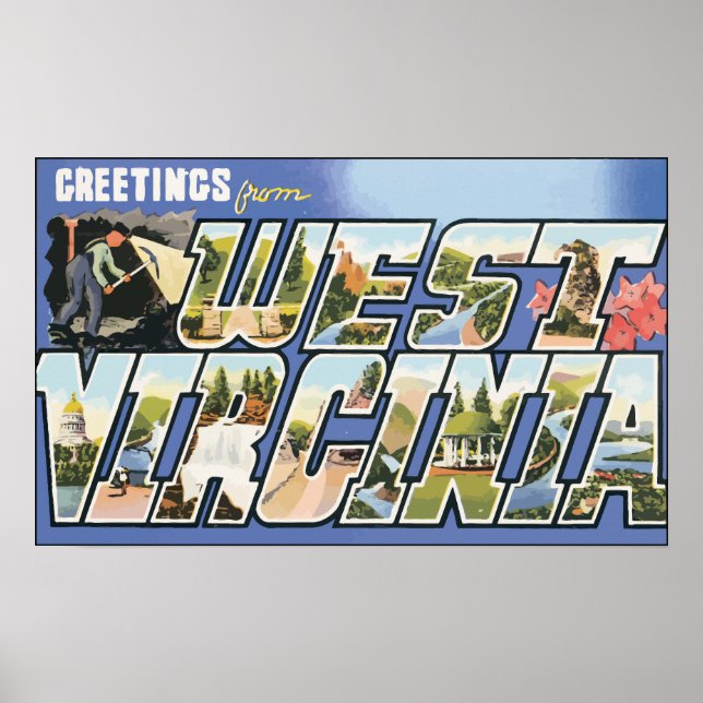 Greetings From West Virginia, Vintage Poster (Front)