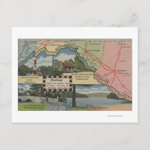 Greetings From Western Maryland (Detailed Map) Postcard