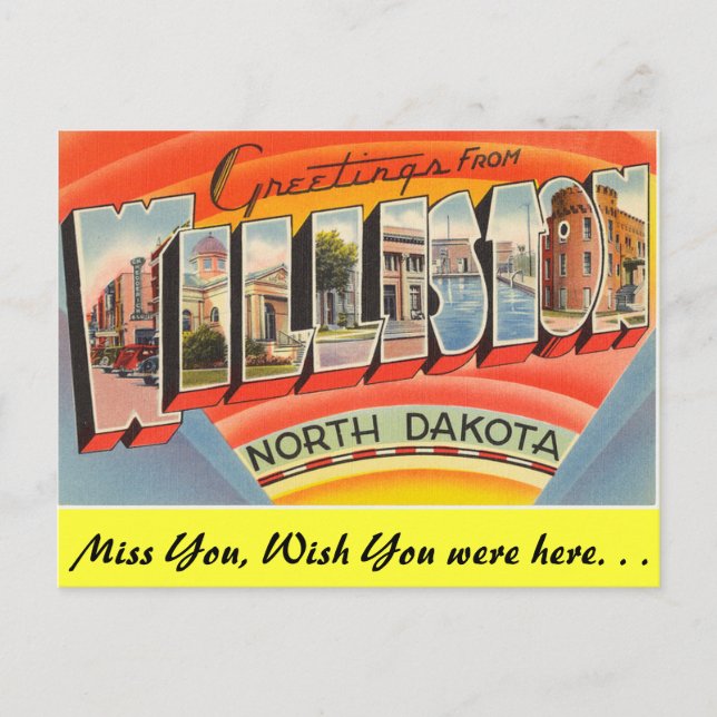 Greetings from Williston Postcard (Front)