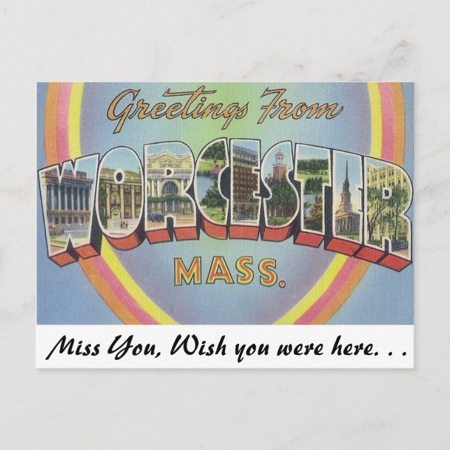 Greetings from Worcester, Massachusetts Postcard (Front)
