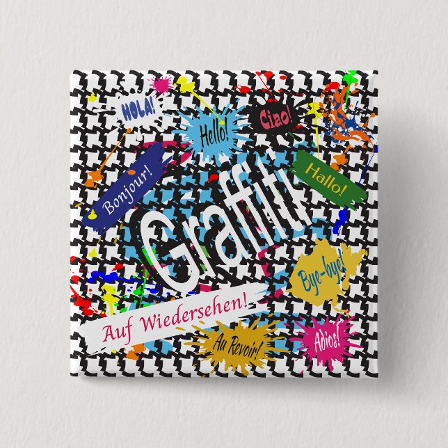 Greetings Graffiti  15 Cm Square Badge (Front)