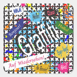 Greetings Graffiti Square Sticker