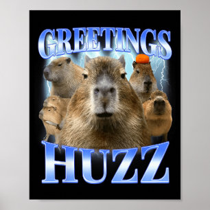 Greetings huzz capybara for gen z gen alpha men poster
