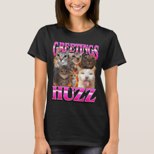Greetings Huzz Funny Cat Meme Bootleg Graphic Men T-Shirt