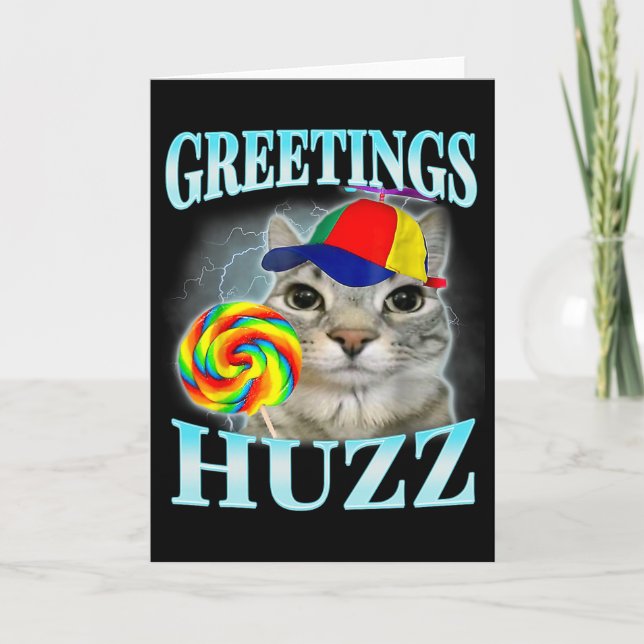 Greetings Huzz Funny Gen Z Gen Alpha Slang Meme  Card (Front)