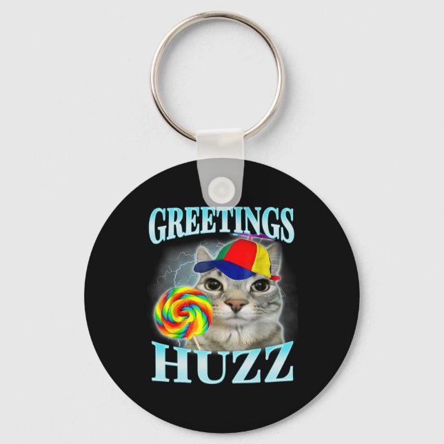 Greetings Huzz Funny Gen Z Gen Alpha Slang Meme  Key Ring (Front)