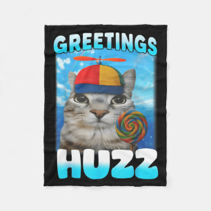 Greetings Huzz Lollipop Cat Meme Funny Silly Cats Fleece Blanket