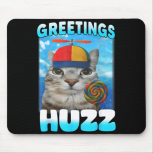 Greetings Huzz Lollipop Cat Meme Funny Silly Cats Mouse Pad