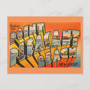 Greetings, Pt. Pleasant Beach, New Jersey Vintage Postcard