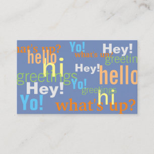 Greetings style text pattern cover business card
