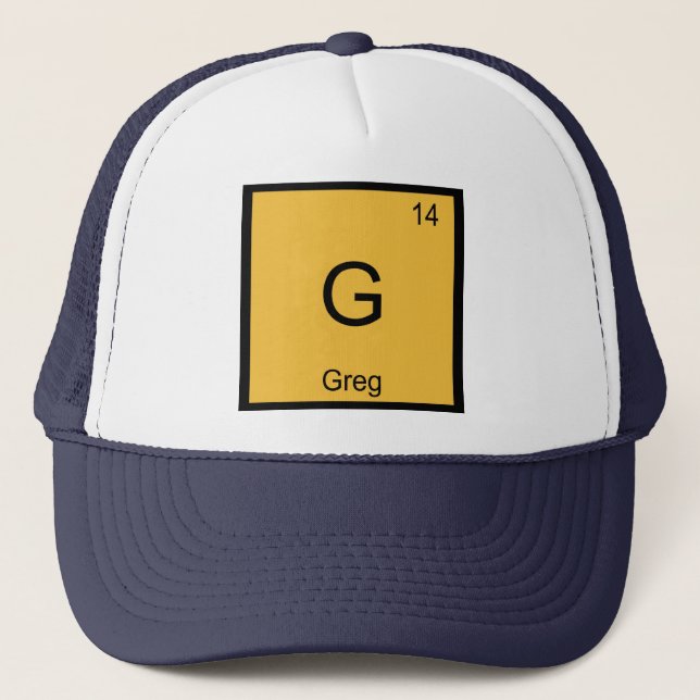 Greg Name Chemistry Element Periodic Table Trucker Hat (Front)