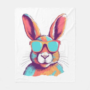 Greg the rabbit with glasses fleece blanket