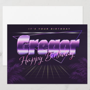 Gregor Name Vorname lila retro Karte Geburtstag Card