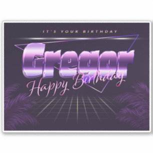 Gregor Name Vorname lila retro Sticker Geburtstag